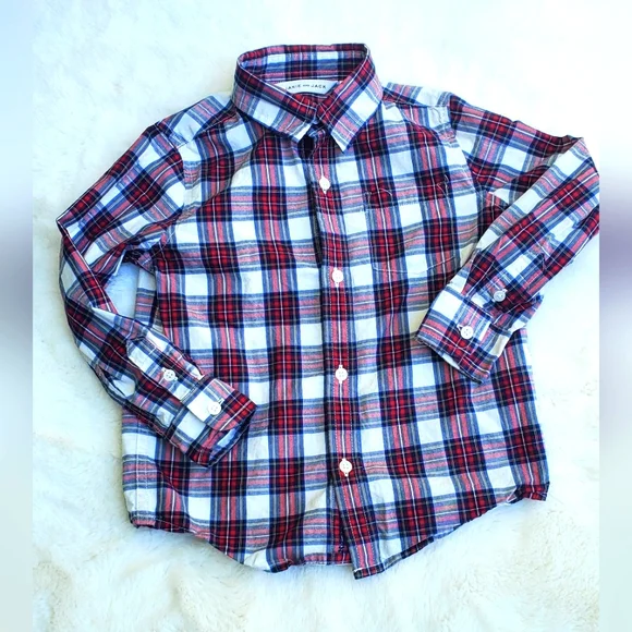 janie and jack dress shirt Janie and Jack Dress Shirt Boys 2t Long Sleeve Button Up Blue w/Stripes New  $36